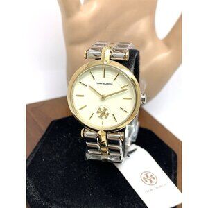 Tory Burch Women's Watch TBW2044 Kira Quartz Cream Dial Two Tone Steel 30mm